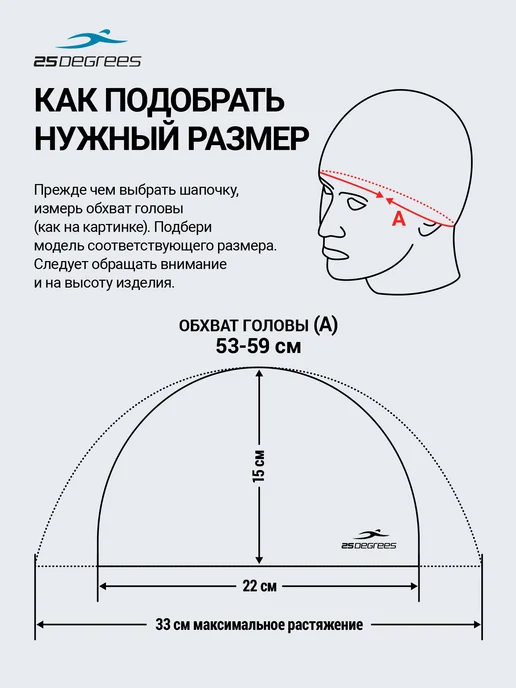 25DEGREES Шапочка для плавания тканевая взрослая, вариант, фото 5