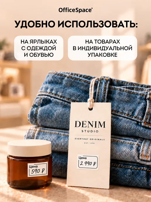 OfficeSpace Ценники бумажные самоклеящиеся 30х20 мм, торговые, 30x20 мм, фото 5