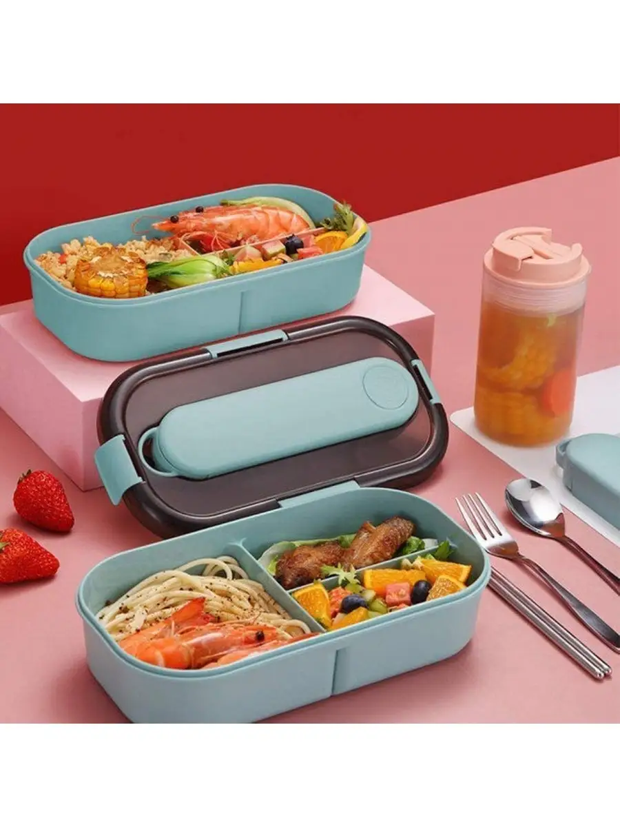 Ланч-бокс "bento". Набор ланч бокс и бутылка детская. Обед у коробочки. Контейнер для еды для школьника. Одноразовый набор ланч боксов.