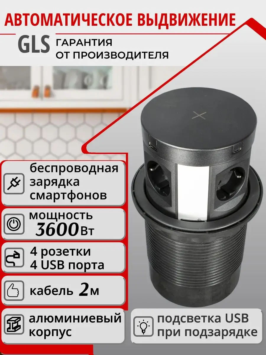 Розетка выдвижная с зарядкой и USB GLS 36198875 купить за 6 346 ₽ в  интернет-магазине Wildberries