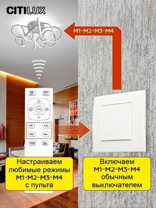 Citilux Люстра потолочная светодиодная с пультом Мишель CL229151, белый, фото 6