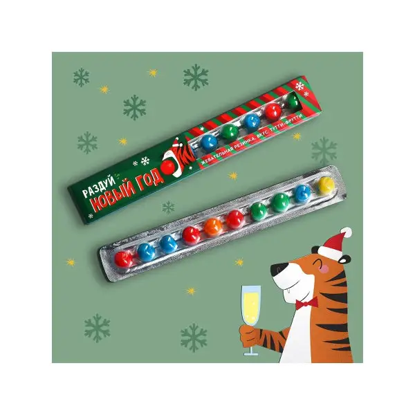 Жевательная резинка "Раздуй новый год", тутти-фрутти, 20 г.