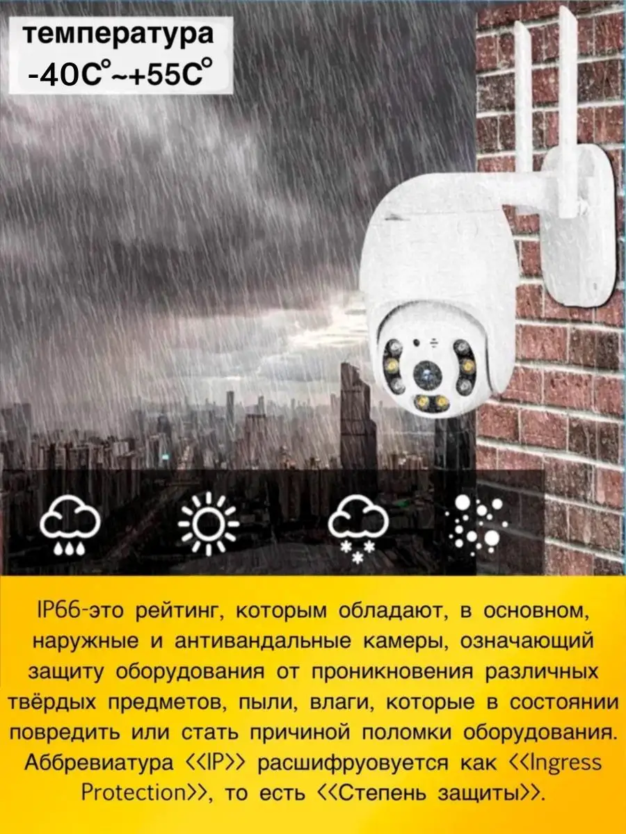 Камера видеонаблюдения уличная wi-fi 4МП + 64Гб HomeSmart 36341513 купить  за 2 515 ₽ в интернет-магазине Wildberries