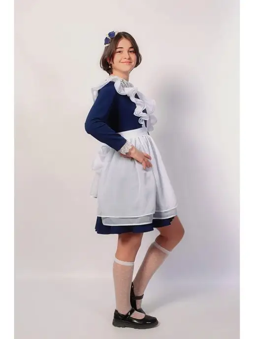 DeksJ Фартук школьный на 1 сентября, белый, фото 3