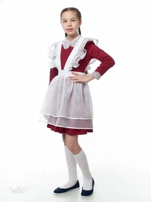 DeksJ Фартук школьный на 1 сентября, белый, фото 6