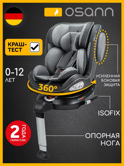 Osann Автокресло детское Eno360 SL с isofix, с рождения до 12 лет