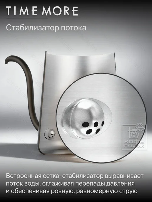 timemore Чайник для кофе Fish 03, 600 мл, черный, 600 мл, фото 3