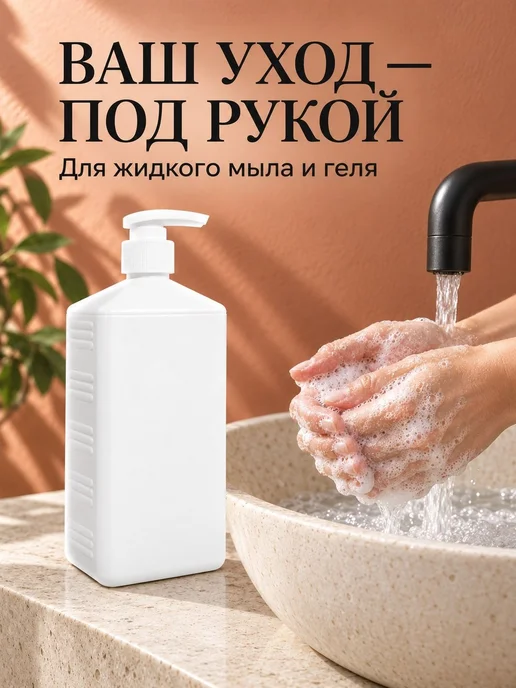 Пластикэксперт Флакон 1 л с дозатором-помпой для жидкого мыла, 1 л, фото 2