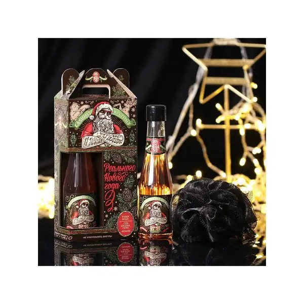 Подарочный новогодний набор гель для душа, мочалка