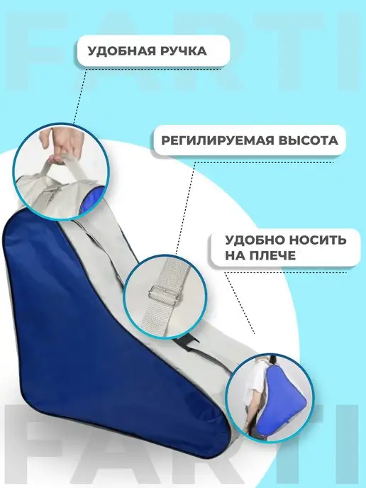 FARTISTONE Сумка для роликов и чехол на коньков спортивный фигурных, синий, фото 4