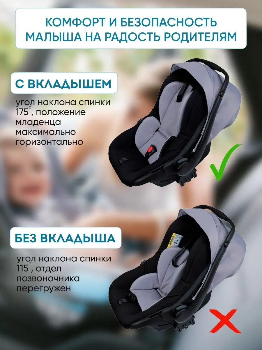 Анатомический вкладыш в автолюльку для новорожденных BABYBOOM 36791374  купить за 201 ₽ в интернет-магазине Wildberries