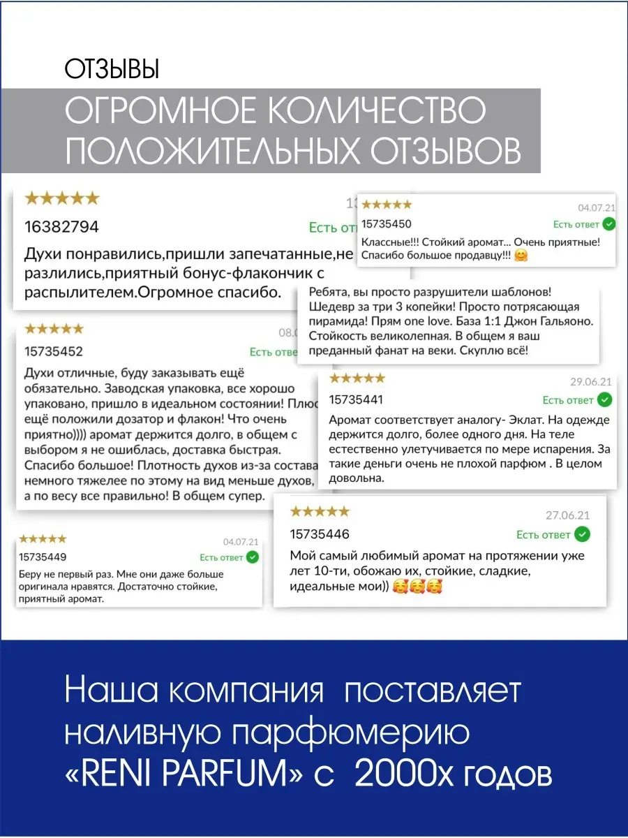 Духи на разлив Рени 278 (100мл) RENI 36848504 купить за 1 172 ₽ в  интернет-магазине Wildberries