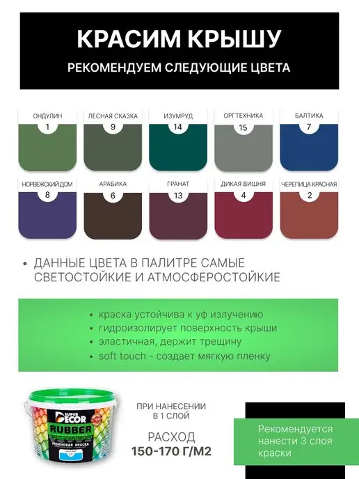SUPER DECOR Резиновая краска, №17 Небесный, 12 кг, 12 кг, фото 6