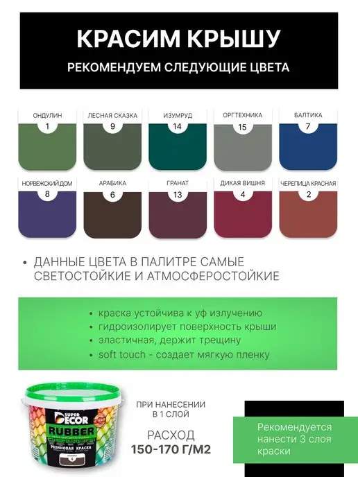 SUPER DECOR Резиновая краска, №06 Арабика, 12 кг, 12 кг, фото 6