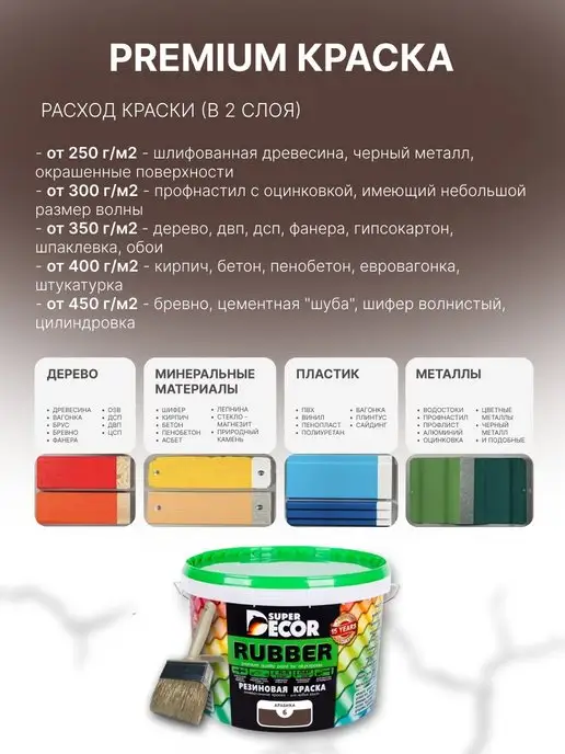 SUPER DECOR Резиновая краска, №06 Арабика, 12 кг, 12 кг, фото 7