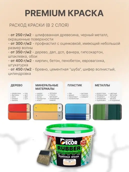 SUPER DECOR Резиновая краска №19 Слоновая кость 12 кг, 12 кг, фото 7