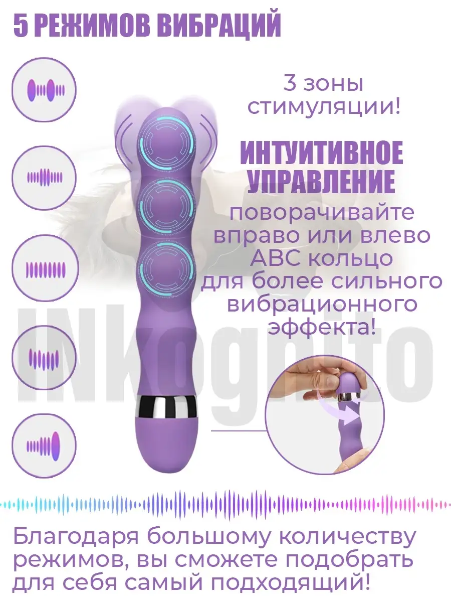 Вибратор волнистый / эротический массаж клитора / Стимуляция точки g  INkognito 36994544 купить в интернет-магазине Wildberries