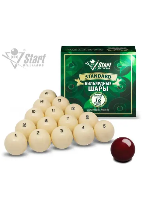 Start Billiards Шары для бильярда (Русская пирамида) Standard, 68 мм, белый, фото 2