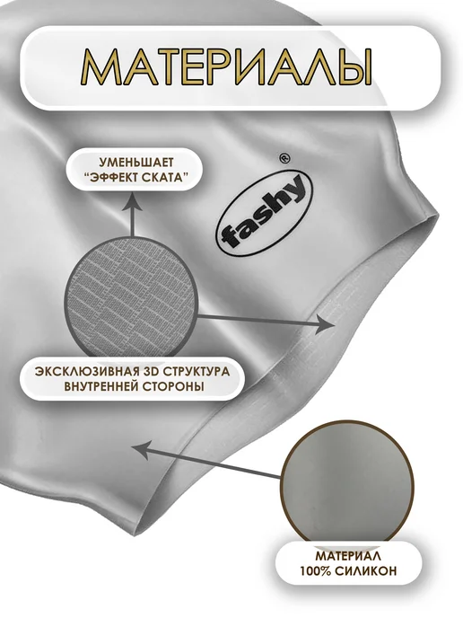 FASHY Силиконовая шапка для плавания непромокаемая, черный, фото 2