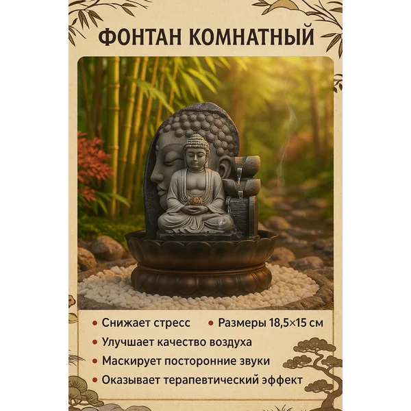 Фонтан «Будда» серый мрамор 30х20,5х20,5 см