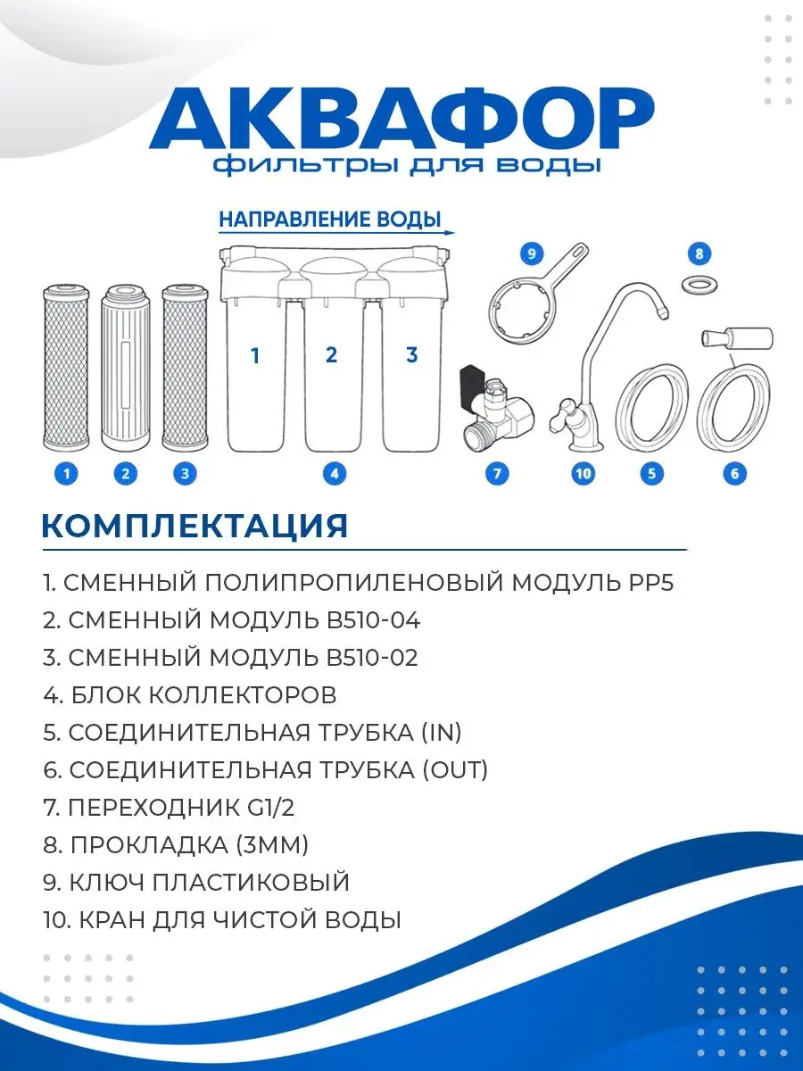 Фильтр для воды Трио Норма для жесткой воды Аквафор 37031823 купить за 3  567 ₽ в интернет-магазине Wildberries