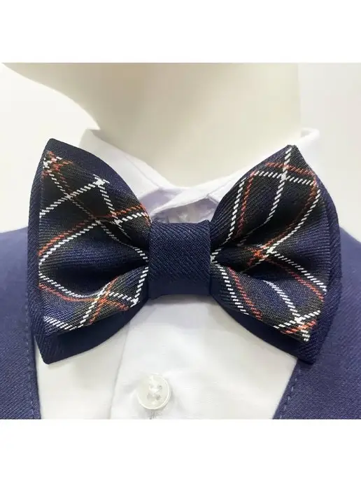 SENS FASHION Галстук бабочка школьный голубая клетка, красный, фото 2