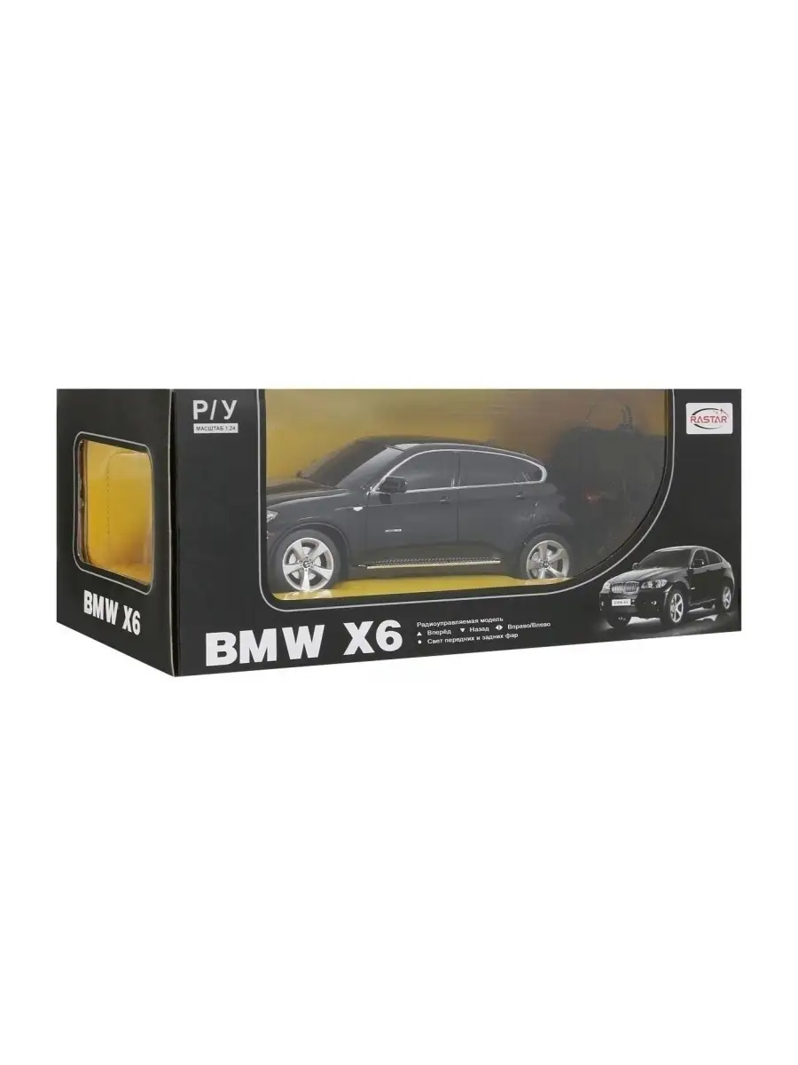 Радиоуправляемая машинка BMW X6, чёрный, 27MHZ, 1:24 RASTAR 37081113 купить  за 2 431 ₽ в интернет-магазине Wildberries