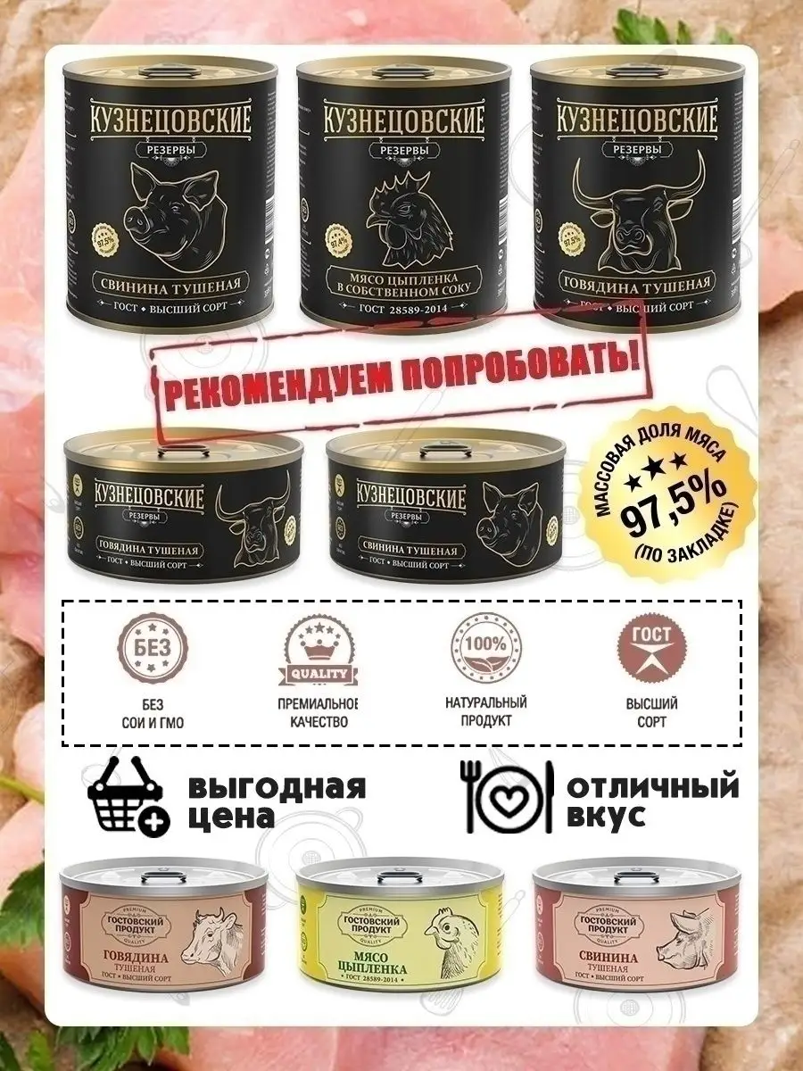 Тушенка говяжья консервы говядина ГОСТ 4 шт 325г Гостовский Продукт  37103391 купить за 1 035 ₽ в интернет-магазине Wildberries