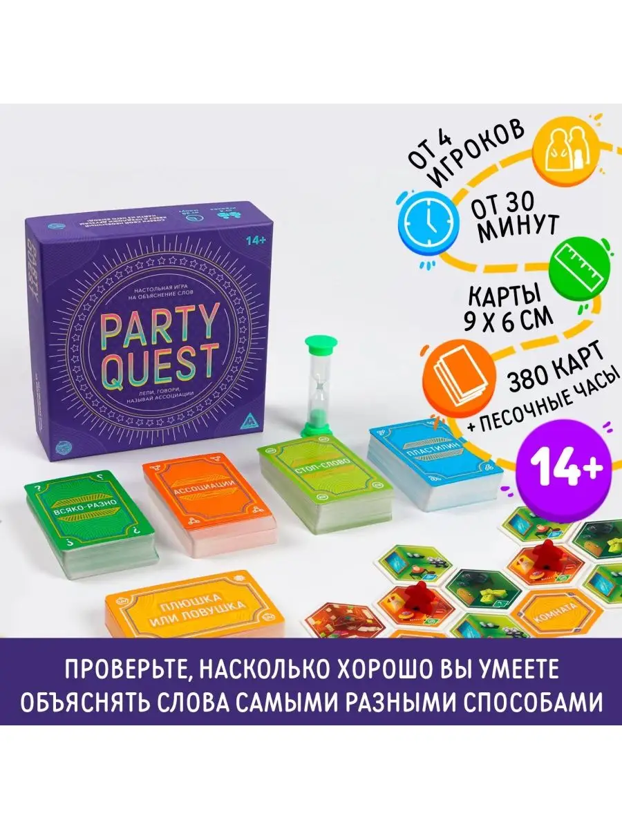 Настольная игра на объяснение слов PARTY QUEST ЛАС ИГРАС 37105677 купить за  831 ₽ в интернет-магазине Wildberries