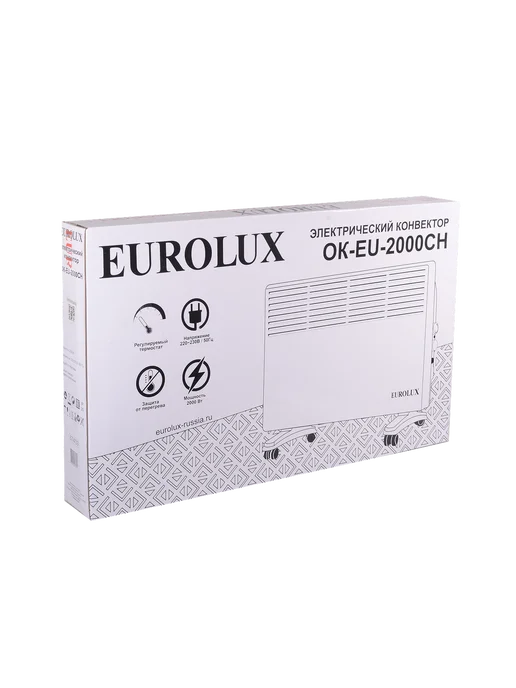 EUROLUX Конвектор электрический обогреватель для дома ОК-EU-2000CH, белый, фото 8