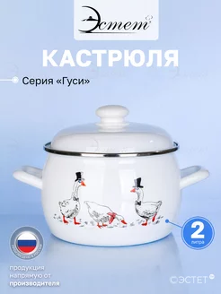 Кастрюля с крышкой эмалированная для всех плит 2 литра ЭСТЕТ 37210677 купить за 1 667 ₽ в интернет-магазине Wildberries