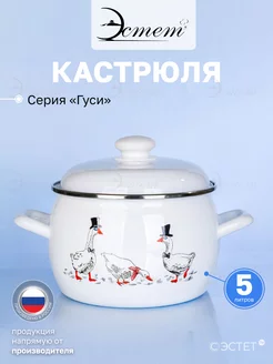 Кастрюля с крышкой эмалированная для всех плит 5 литров ЭСТЕТ 37210700 купить за 1 152 ₽ в интернет-магазине Wildberries