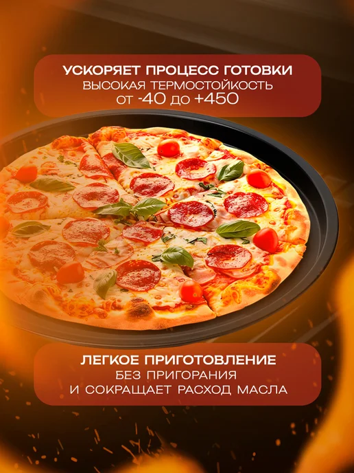 Форма для пиццы круглая 35 см, антипригарное покрытие, вариант, фото 3