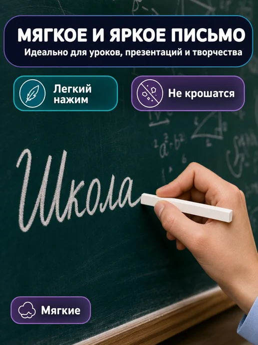 Schoolformat Мелки белые для рисования на асфальте и доске 100 штук, белый, фото 2