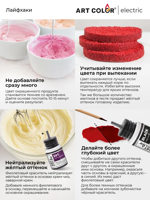 Art Color Краситель пищевой розовый для торта крема, розовый, фото 4