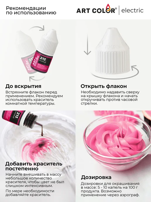 Art Color Краситель пищевой розовый для торта крема, розовый, фото 6