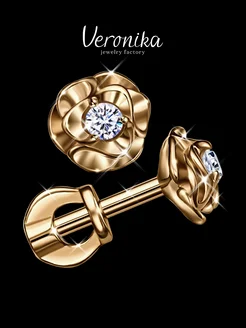 Серьги серебро 925 гвоздики цветы Veronika jewelry factory 37405685 купить за 906 ₽ в интернет-магазине Wildberries