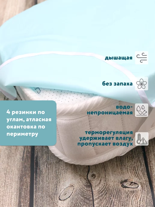 Осьминожка Наматрасник клеенка на резинке 70х120см, голубой, фото 2