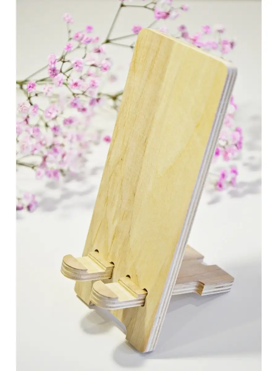 Подставка держатель для телефона - деревянная из фанеры шлифованной березы 8 мм