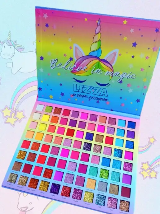 LIZZA Cosmetic Палетка теней для век яркая большая, зеленый, фото 3