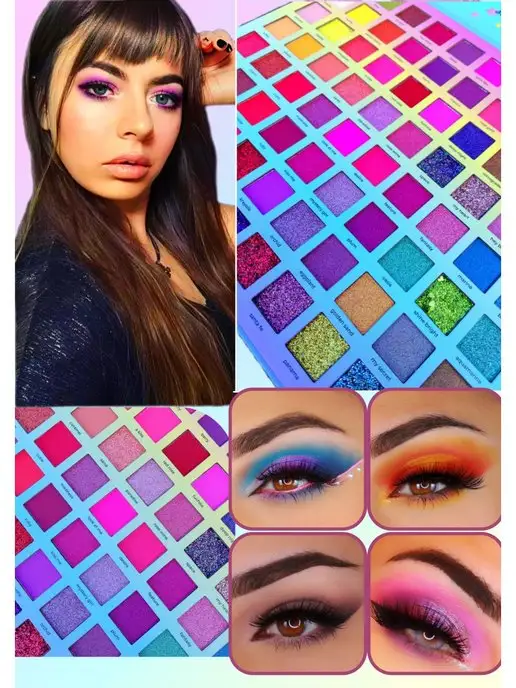 LIZZA Cosmetic Палетка теней для век яркая большая, зеленый, фото 4