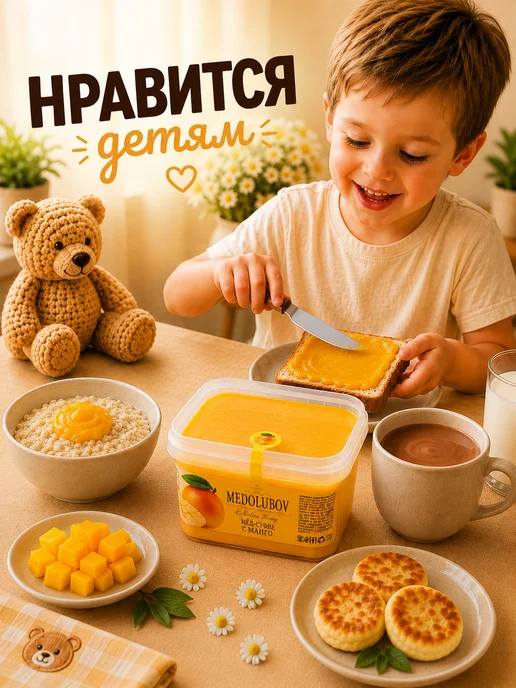 MEDOLUBOV Медовое суфле с Манго Медолюбов, 250 мл, в упаковке 650 г, фото 4