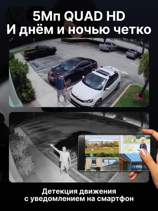 MiCam Комплект видеонаблюдения wifi 5Mp со звуком и детекцией, белый, фото 2