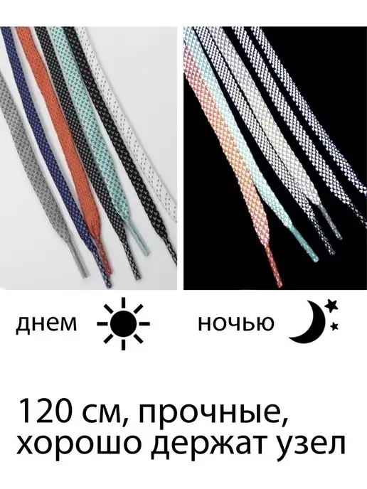 CHECK ENGINE Шнурки светоотражающие 120 см, 1 пара, розовый, фото 4