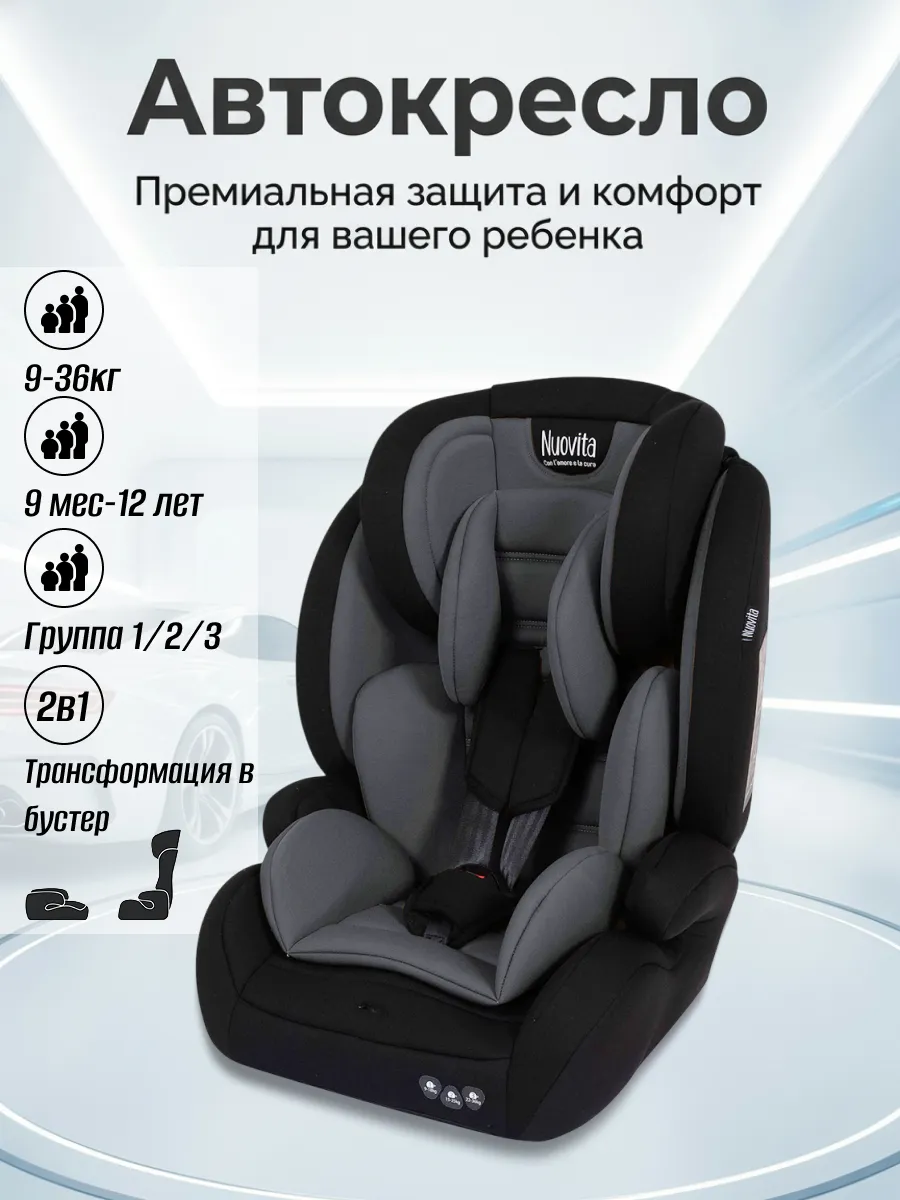 Автокресло 9-36кг детское с 9 месяцев до 12 лет Maczion N123