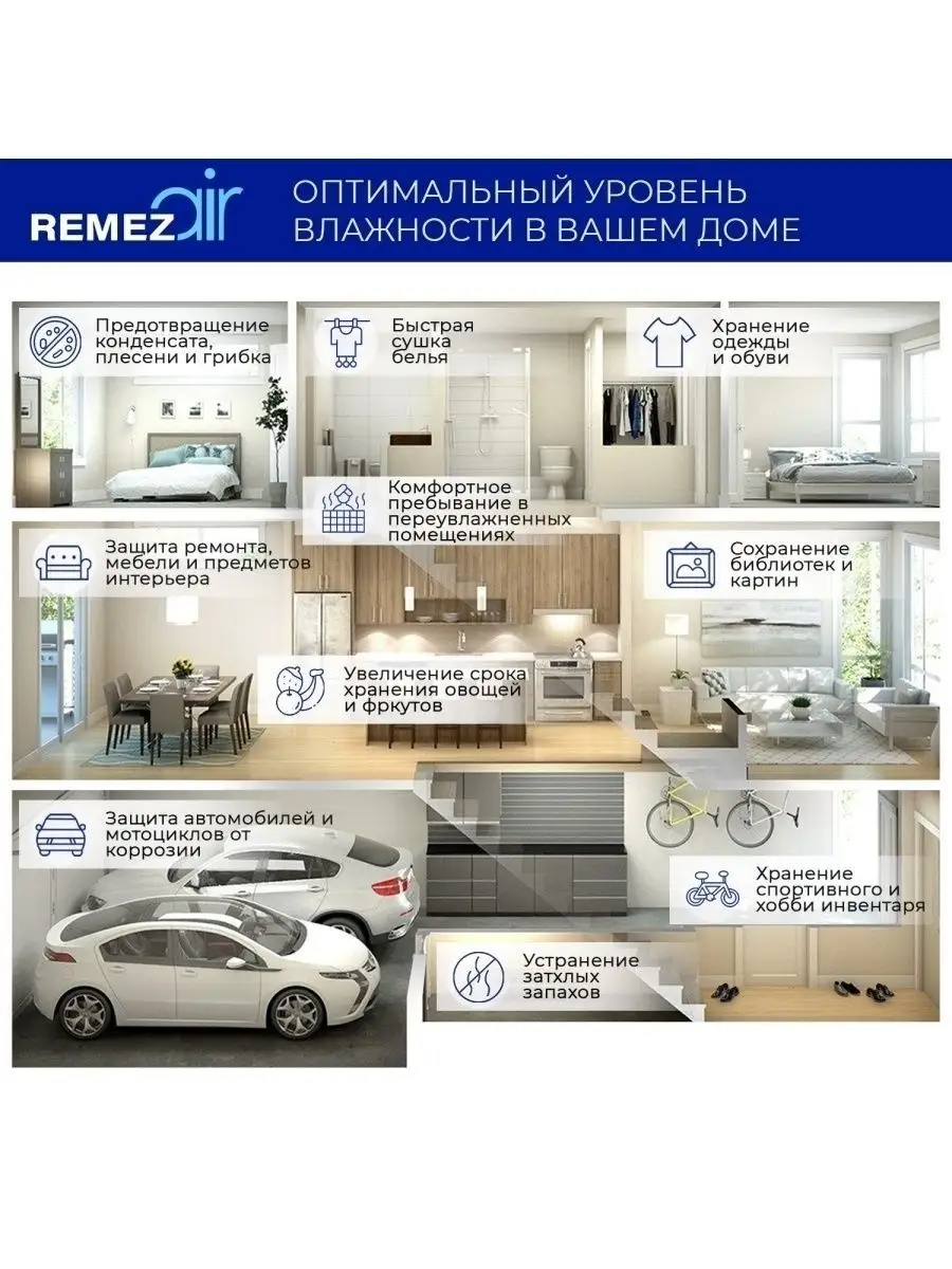 Портативный осушитель воздуха REMEZair RMD-303 REMEZair 37741934 купить в  интернет-магазине Wildberries