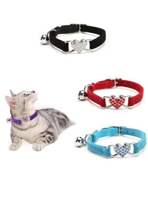 PETSROOM Ошейник для собак и кошек со стразами, красный, фото 5