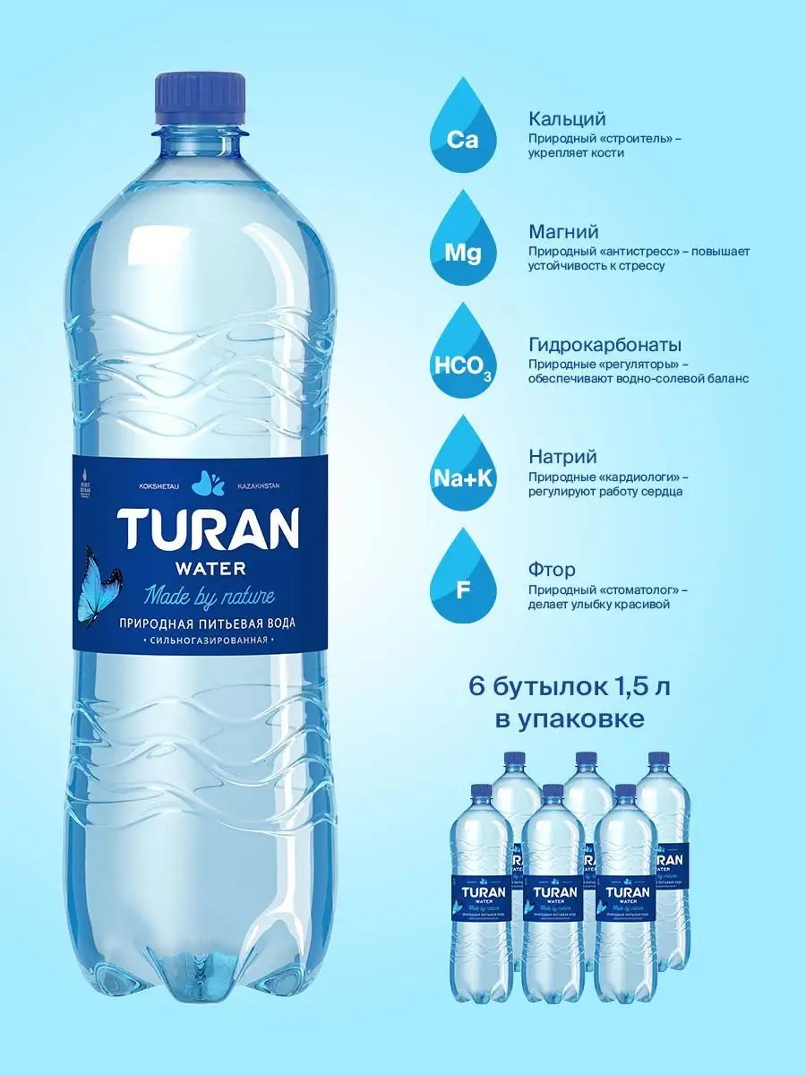 Питьевая вода с газом Turan 1,5 л Turan 37808494 купить в интернет-магазине  Wildberries