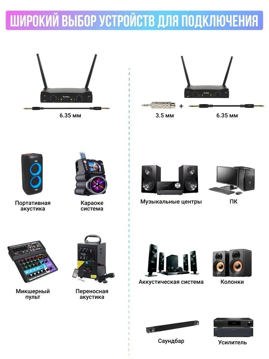 Система беспроводных микрофонов TESLER WMS-320 TESLER 37837136 купить в  интернет-магазине Wildberries