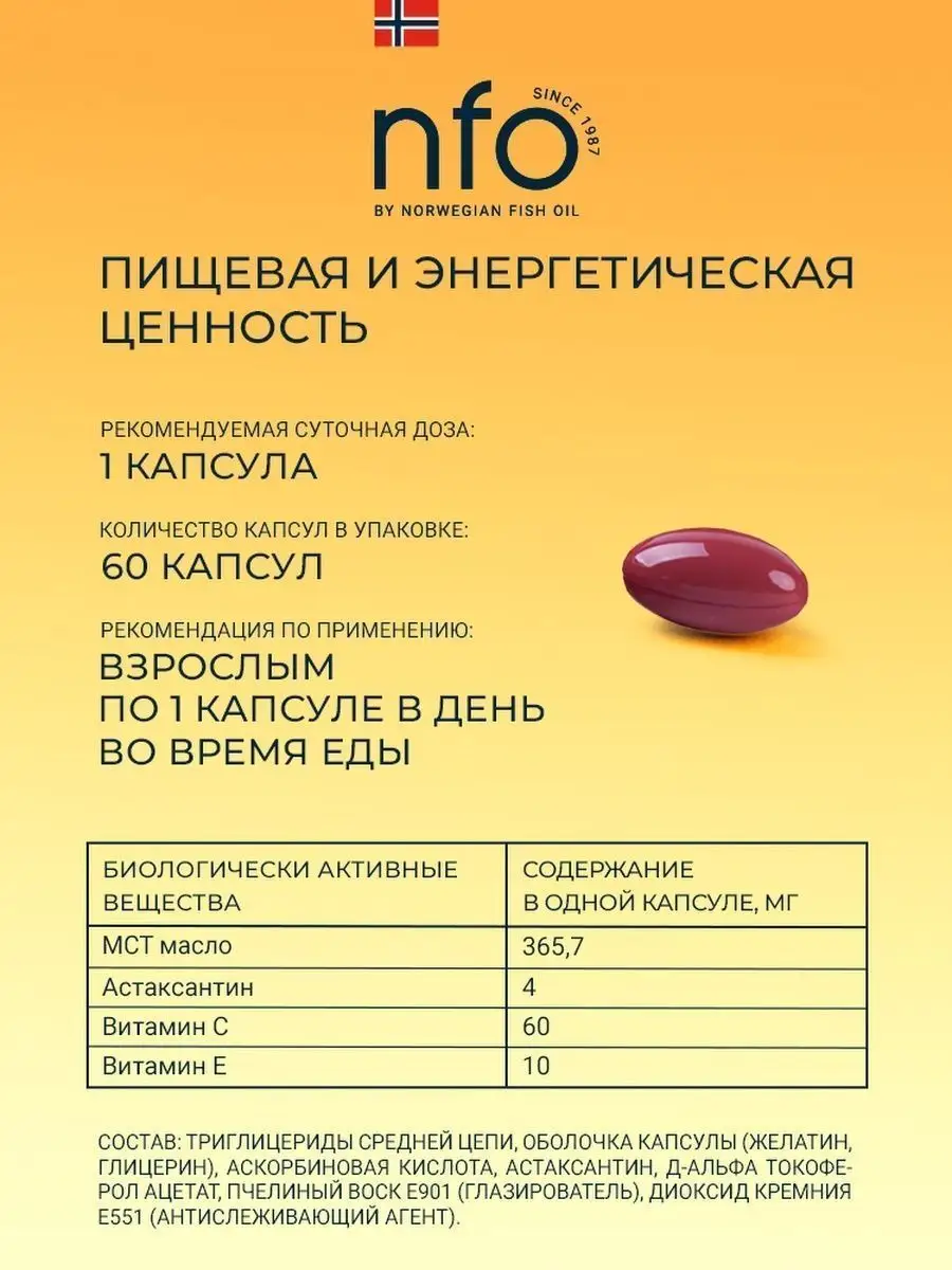 Астаксантин 4мг (Норвегия), 60 капсул Norwegian Fish Oil 37878744 купить за  3 747 ₽ в интернет-магазине Wildberries